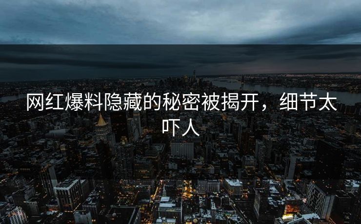 网红爆料隐藏的秘密被揭开，细节太吓人