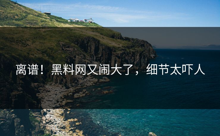 离谱！黑料网又闹大了，细节太吓人