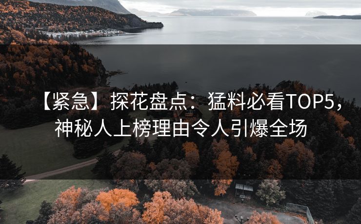 【紧急】探花盘点：猛料必看TOP5，神秘人上榜理由令人引爆全场