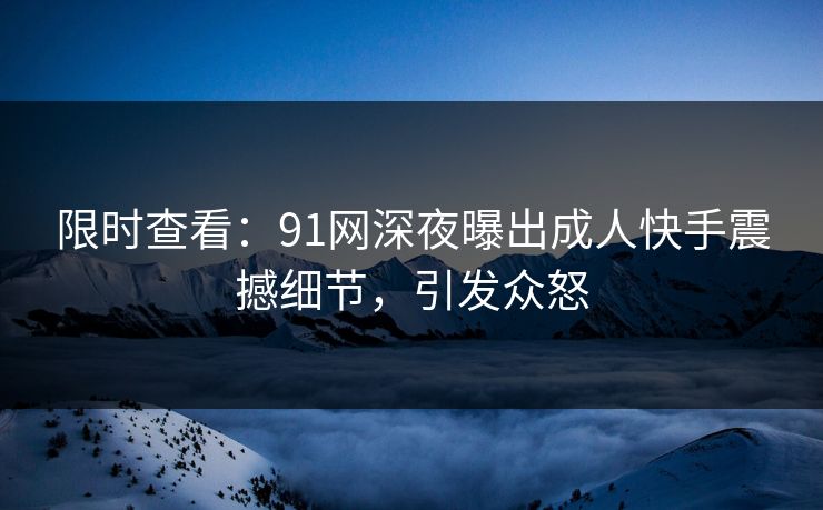 限时查看：91网深夜曝出成人快手震撼细节，引发众怒