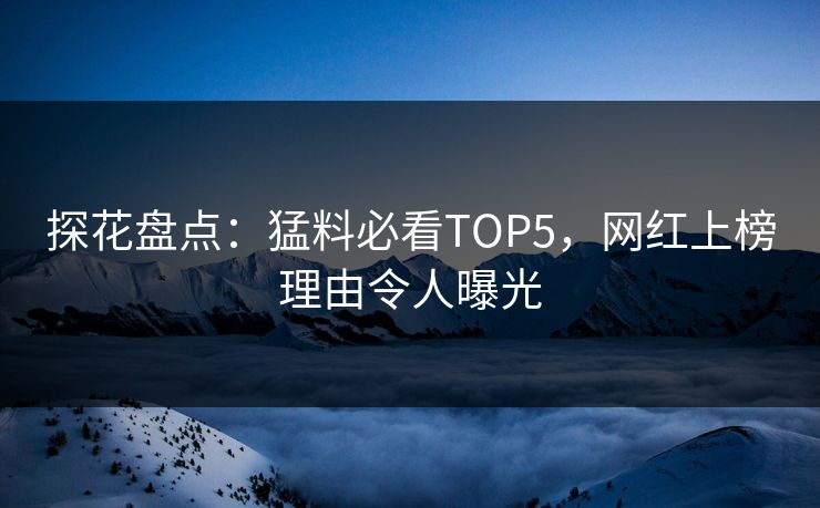 探花盘点：猛料必看TOP5，网红上榜理由令人曝光