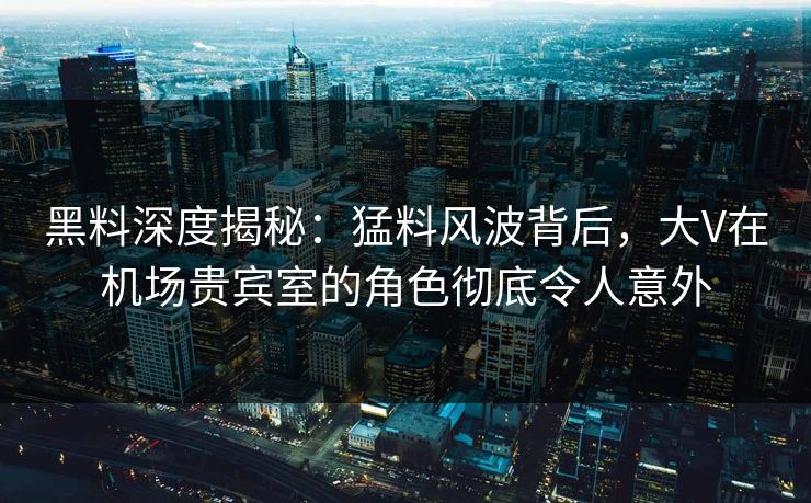 黑料深度揭秘：猛料风波背后，大V在机场贵宾室的角色彻底令人意外