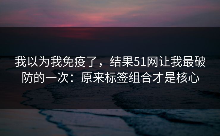 我以为我免疫了，结果51网让我最破防的一次：原来标签组合才是核心
